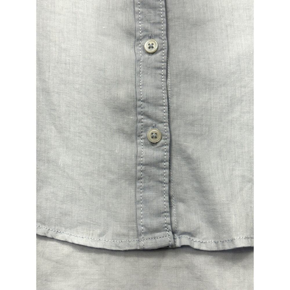 Anthropologie Maeve blue 100% linen button-down shirt oversized high-low hem - Picture 7 of 14